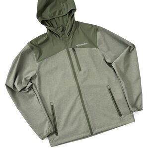 Columbia Softshell Hooded Jacket Olive Green Full Zip Men’s Medium Outdoor